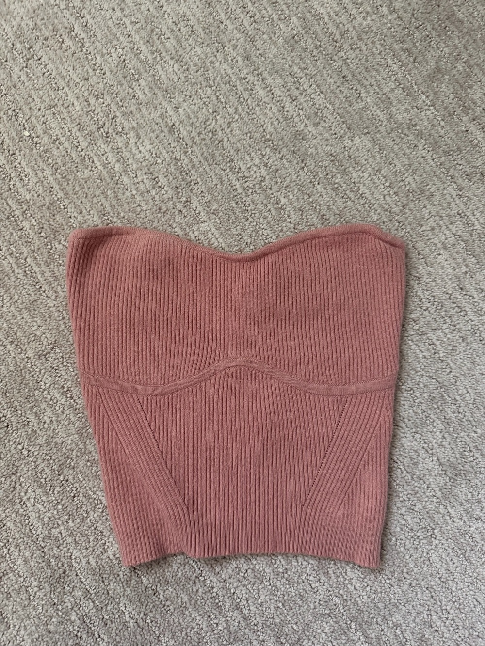 WeWoreWhat Ribbed Strapless Bustier Top in Mauve Pink